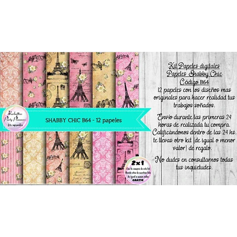 Papeles Digitales Shabby Chic Vintage Rosa Y Beige Paris B64