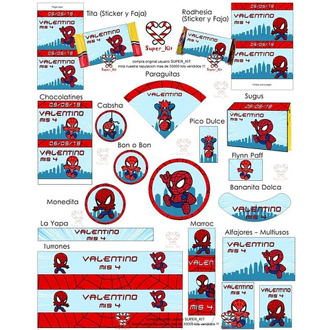 Kit Imprimible Hombre Araña Mini Spiderman Editable