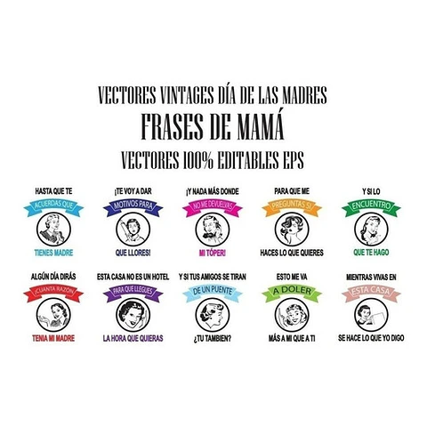 Vectores Vintage Frases - Día De La Madre / Eps