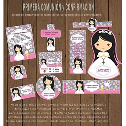 Kit Imprimible Editable Comunión Confirmación Nena