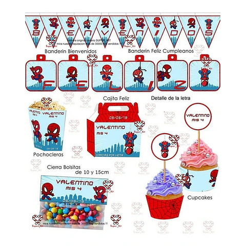 Kit Imprimible Hombre Araña Mini Spiderman Editable