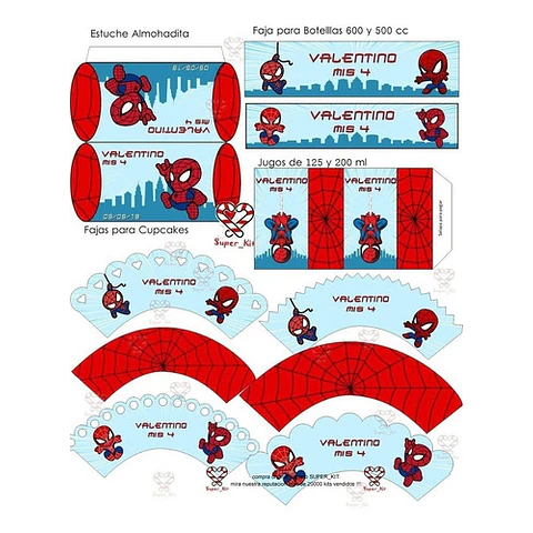Kit Imprimible Hombre Araña Mini Spiderman Editable