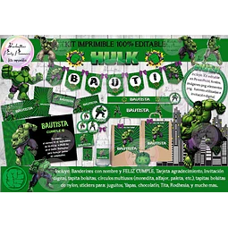 Kit Imprimible Candy Bar Increible Hulk 100% Editable
