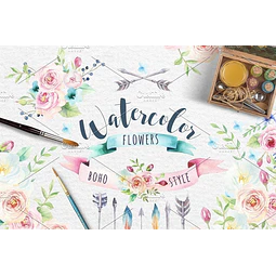 Cliparts Png Boho Flores Acuarela Watercolor Pa59