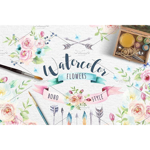 Cliparts Png Boho Flores Acuarela Watercolor Pa59