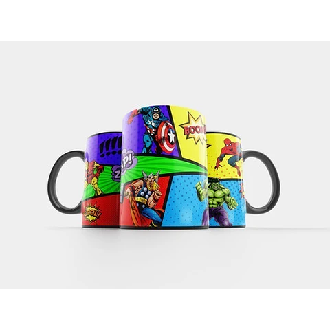 Plantilla Sublimación / Mockup 3 Tazas Editable Psd