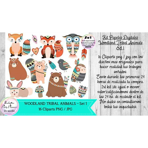 Cliparts Png / Jpg Woodland Tribal Animals Set 1 Bosque 