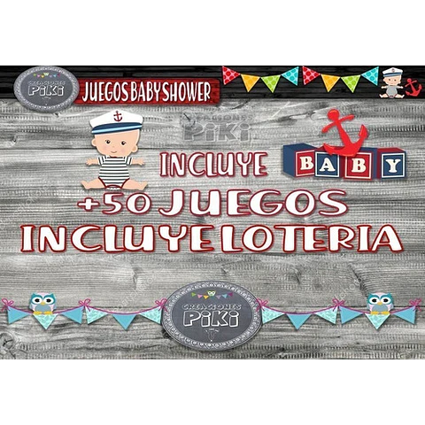 Kit Juegos Baby Shower Marinerito + Loteria + Regalo