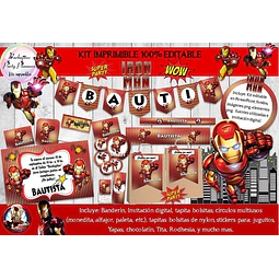 Kit Imprimible Candy Bar Ironman 100% Editable