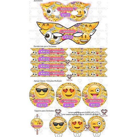Kit Imprimible Emojis Emoticones Editable