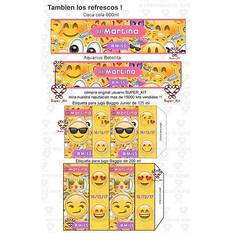 Kit Imprimible Emojis Emoticones Editable