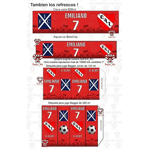 Kit Imprimible Independiente Futbol Editable