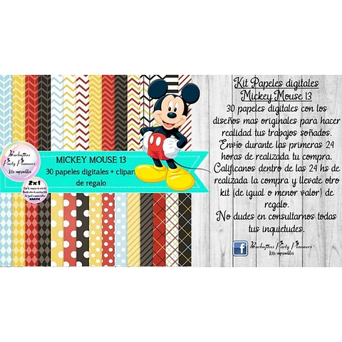 Papeles Fondos Digitales Mickey Mouse 13 Kit Imprimible