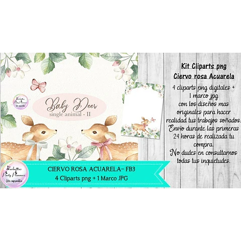 Cliparts Png Ciervo Rosa Nena Acuarela Fb3