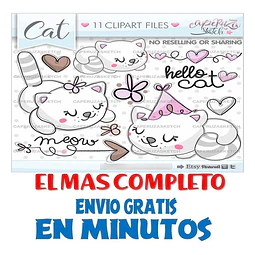 Pack Imágenes Hd Clipart Tierna Gata Gatita Blanca Caperuza