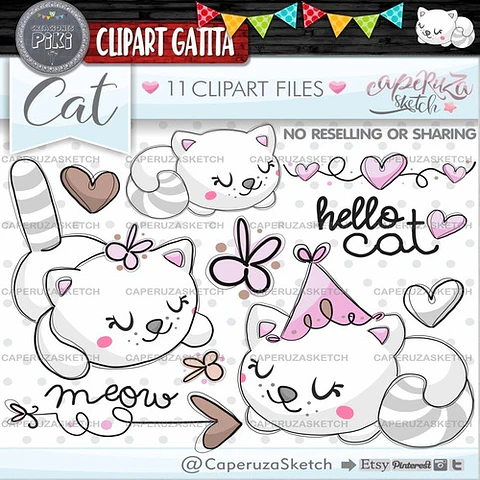 Pack Imágenes Hd Clipart Tierna Gata Gatita Blanca Caperuza