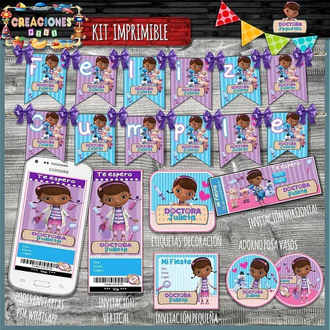 Kit Imprimible Candy Bar Doctora Juguetes Completo Modelo 1