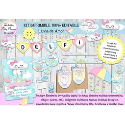 Kit Imprimible Candy Bar Lluvia De Amor Mod. 1 100% Editable