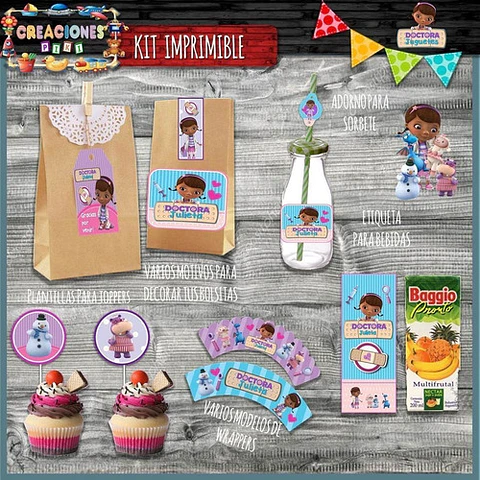 Kit Imprimible Candy Bar Doctora Juguetes Completo Modelo 1
