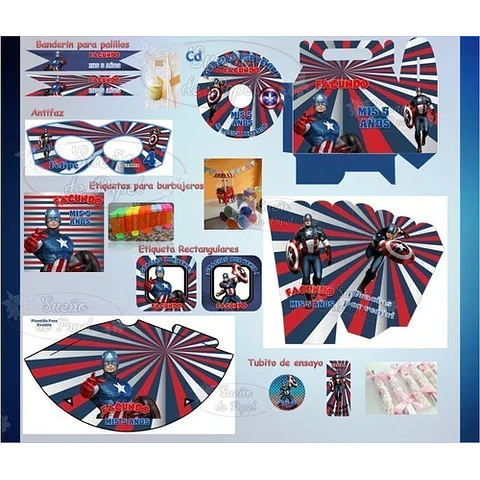 Kit Imprimible Capitan America Editable