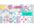 Clipart Y Papeles Lluvia De Amor Mod.1  Kit Imprimible