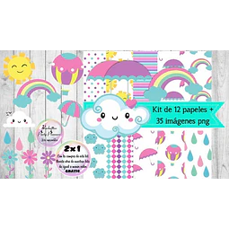 Clipart Y Papeles Lluvia De Amor Mod.1  Kit Imprimible