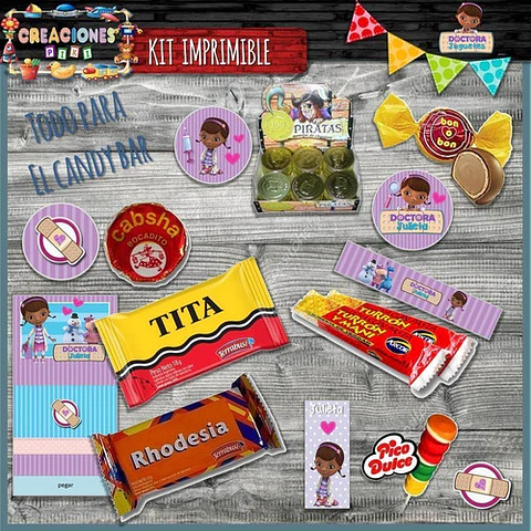 Kit Imprimible Candy Bar Doctora Juguetes Completo Modelo 1