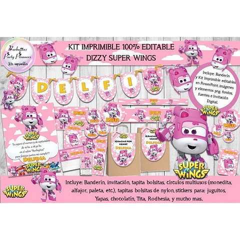 Kit Imprimible Candy Bar Dizzy Super Wings 100% Editable