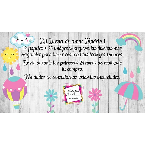 Clipart Y Papeles Lluvia De Amor Mod.1  Kit Imprimible