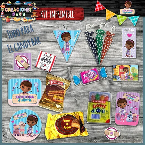 Kit Imprimible Candy Bar Doctora Juguetes Completo Modelo 1