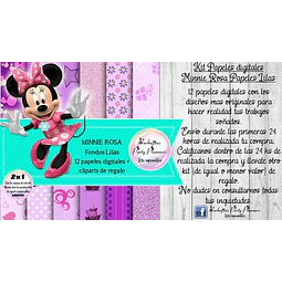 Papeles Fondos Digitales Lilas Minnie Rosa Kit Imprimible