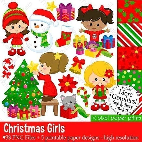 Kit Imprimible Navidad 12 - 43 Imágenes Png 5  Fondos.