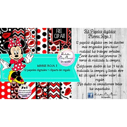 Papeles Fondos Digitales Minnie Roja 3 Kit Imprimible