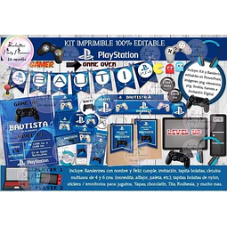 Kit Imprimible Candy Bar Ps Playstation Gamer 100% Editable