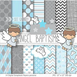 Kit Imprimible Bautismo 5 - 14 Fondos 13 Imágenes