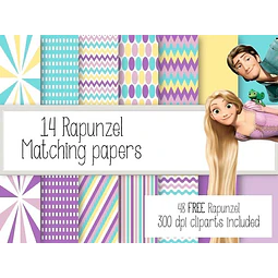 Kit Imprimible Rapunzel 48 Imágenes - 14 Fondos