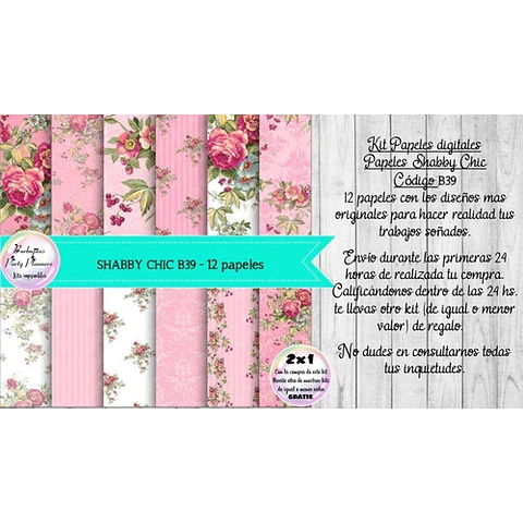 Papeles Digitales Shabby Chic Vintage Rosa Y Blanco B39