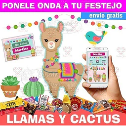 Kit Imprimible Llamas Y Cactus Mod 2 Llamita Editable