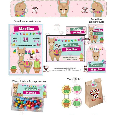 Kit Imprimible Llamas Y Cactus Mod 2 Llamita Editable