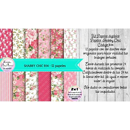 Papeles Digitales Shabby Chic Vintage Rosa Fucsia B34