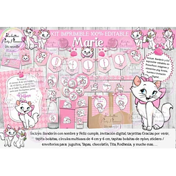 Kit Imprimible Candy Bar Gata Gatita Marie 100% Editable