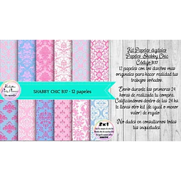 Papeles Digitales Shabby Chic Vintage Rosa Y Lavanda B37