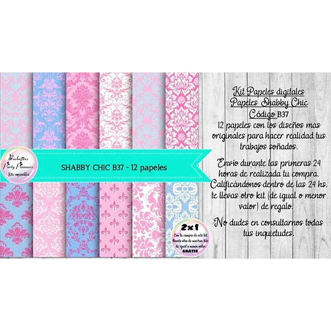 Papeles Digitales Shabby Chic Vintage Rosa Y Lavanda B37