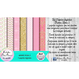 Papeles Fondos Digitales Minnie Rosa 3 Kit Imprimible