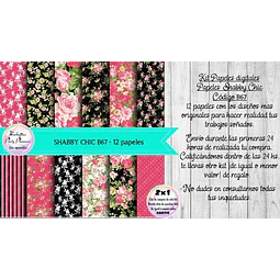 Papeles Digitales Shabby Chic Vintage Negro Y Rosa B67