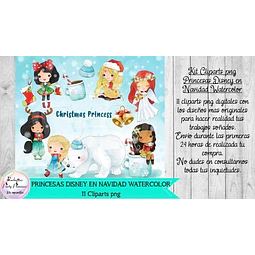 Cliparts Imagenes Png Princesas Disney Navidad Watercolor