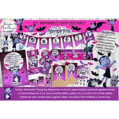 Kit Imprimible Candy Bar Vampirina 100% Editable
