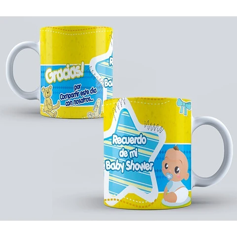 Diseños Plantillas Tazas Baby Shower Editable Sublimación M1