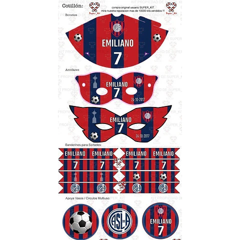 Kit Imprimible San Lorenzo Futbol Editable
