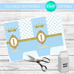 Caja Milk Box Imprimible Editable Corona Celeste 